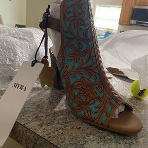 Myra Blue Floral Heels